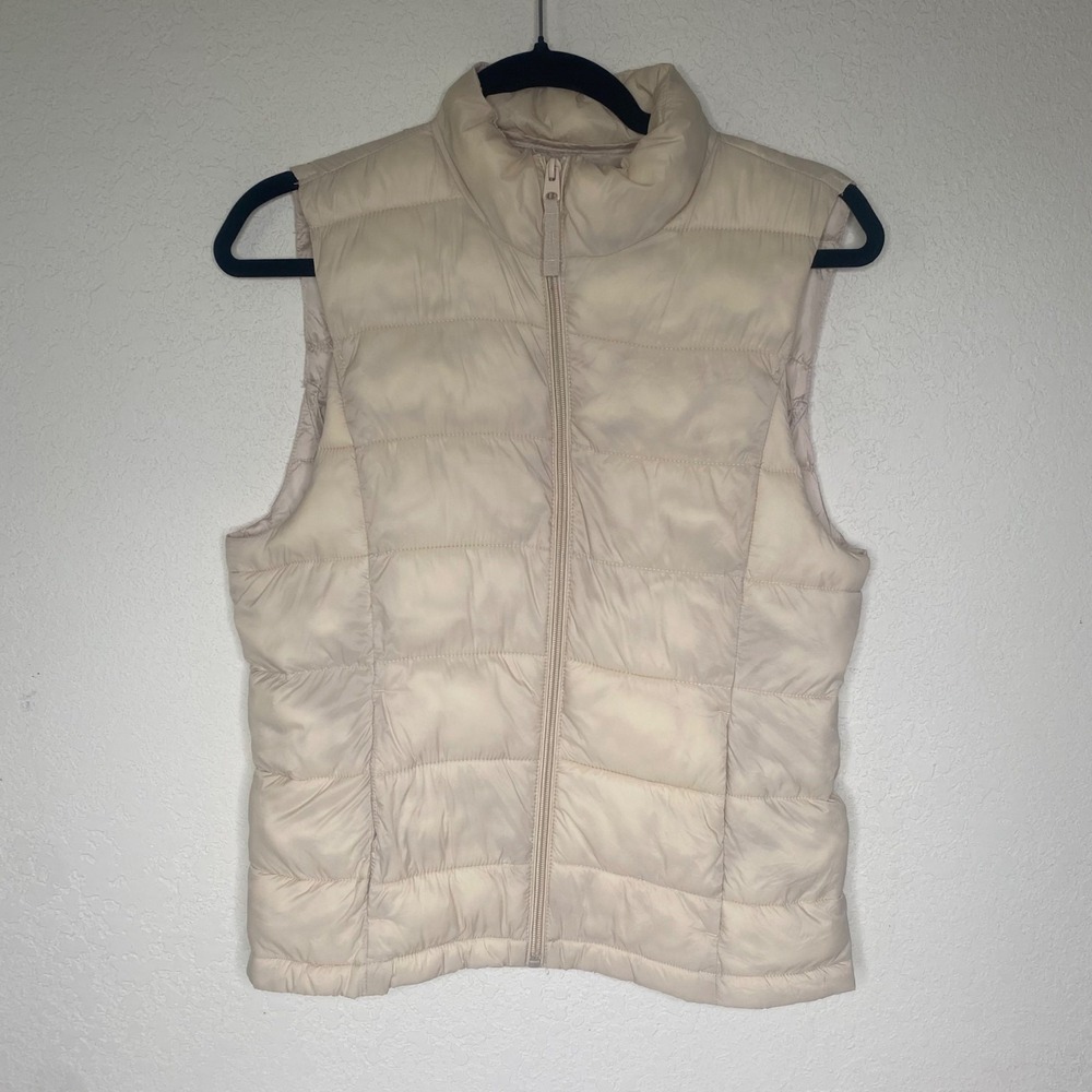 Love Tree Ultra Light Packable Vest Womens Missy M Beige Lightweight